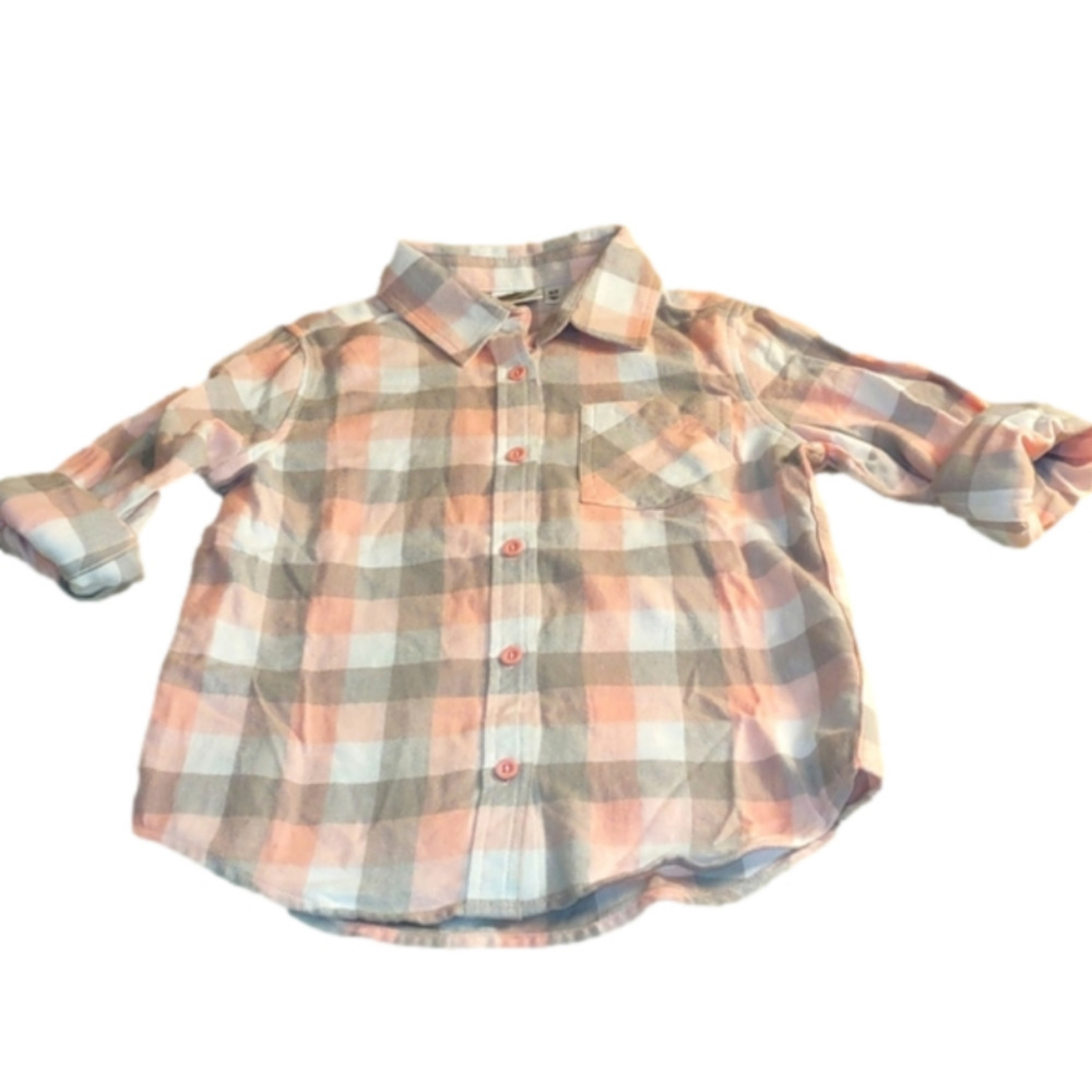 Bass Pro Shops Pink & Gray Plaid Flannel shirt Size: 6 / 7 NWT